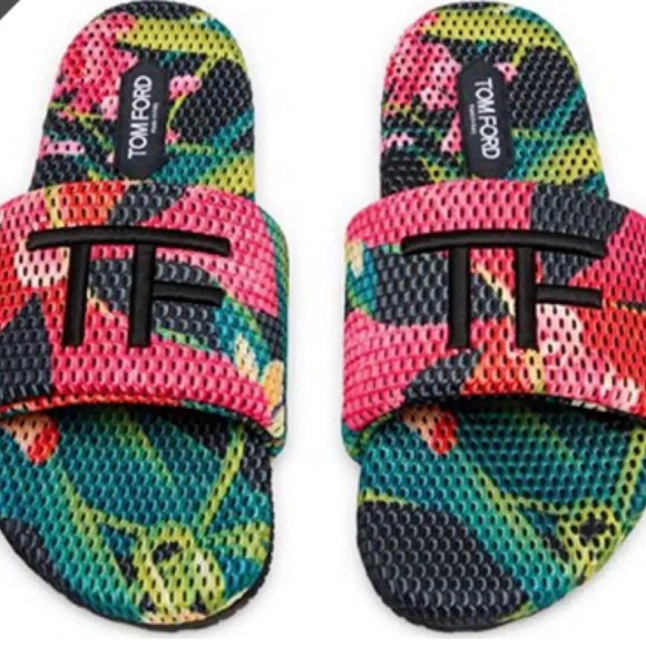 Tom Ford Men’s Floral Monogram Informal Slide Sandals - Picture 1 of 16